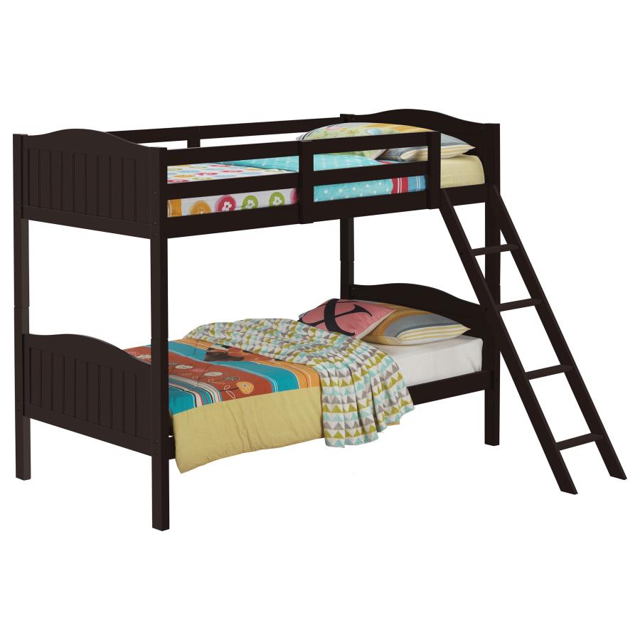 Arlo Twin Over Twin Bunk Bed With Ladder Espresso - (405053BRN)