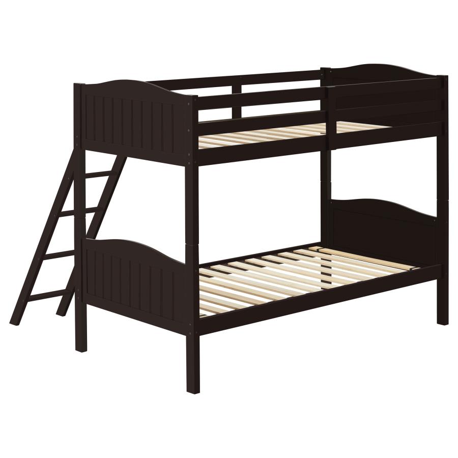 Arlo Twin Over Twin Bunk Bed With Ladder Espresso - (405053BRN)