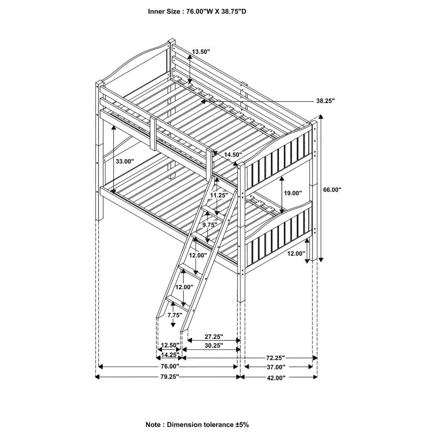 Arlo Twin Over Twin Bunk Bed With Ladder Espresso - (405053BRN)