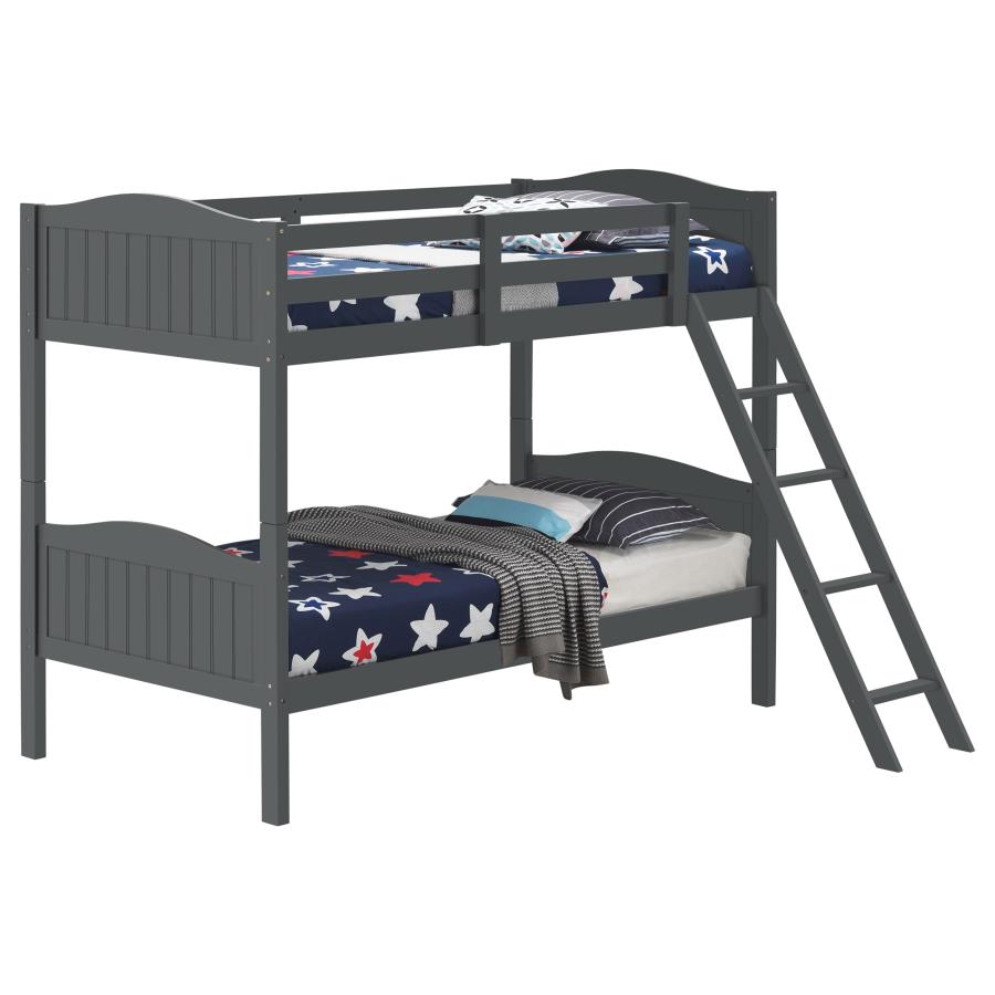 Arlo Twin Over Twin Bunk Bed With Ladder Grey - (405053GRY)