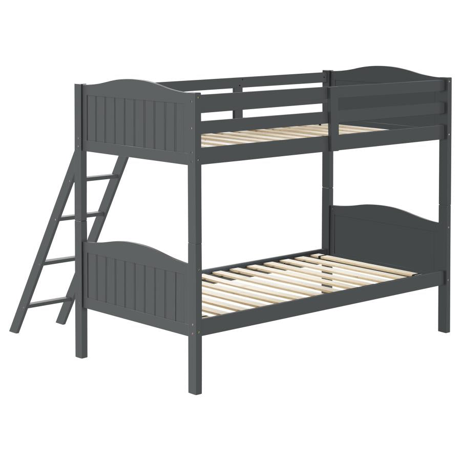 Arlo Twin Over Twin Bunk Bed With Ladder Grey - (405053GRY)