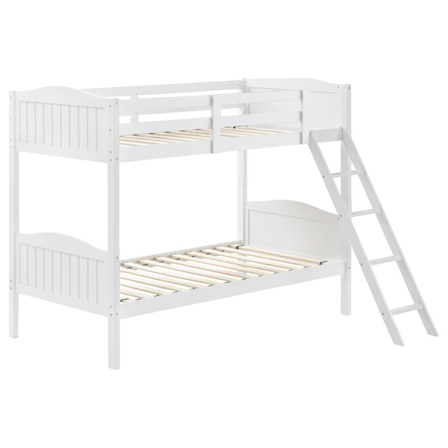 Arlo Twin Over Twin Bunk Bed With Ladder White - (405053WHT)