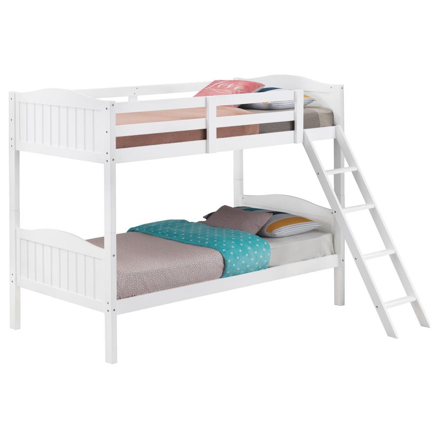 Arlo Twin Over Twin Bunk Bed With Ladder White - (405053WHT)