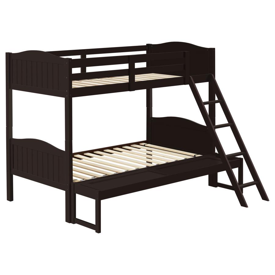 Arlo Twin Over Full Bunk Bed With Ladder Espresso - (405054BRN)