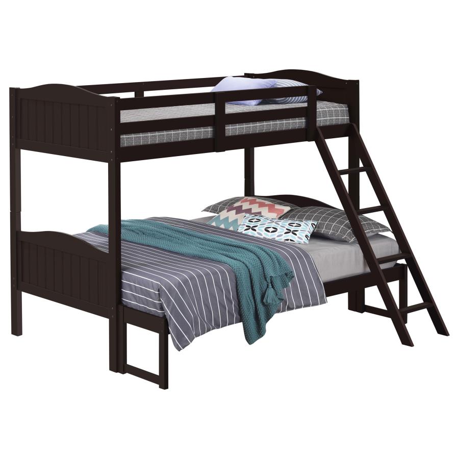 Arlo Twin Over Full Bunk Bed With Ladder Espresso - (405054BRN)