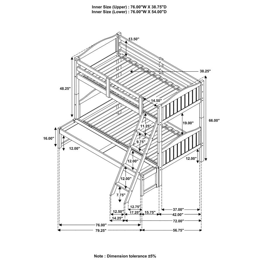 Arlo Twin Over Full Bunk Bed With Ladder Espresso - (405054BRN)