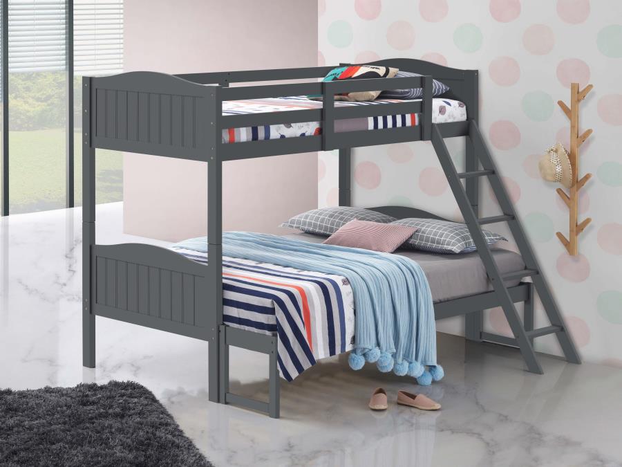 Arlo Twin Over Full Bunk Bed With Ladder Grey - (405054GRY)