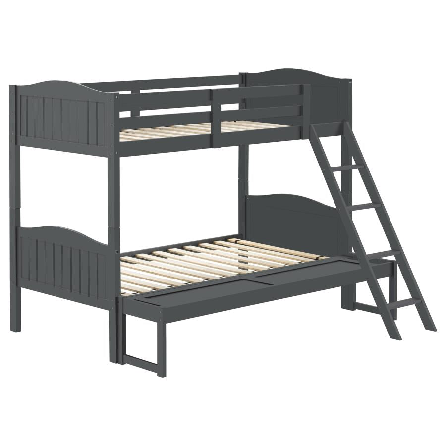 Arlo Twin Over Full Bunk Bed With Ladder Grey - (405054GRY)