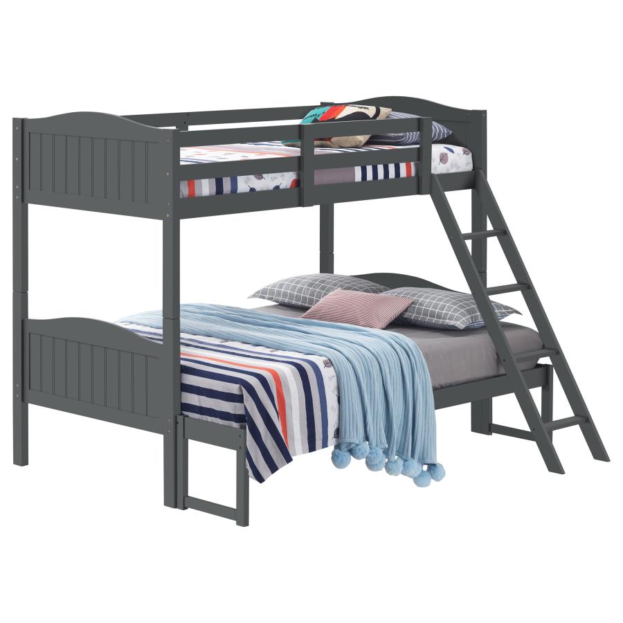 Arlo Twin Over Full Bunk Bed With Ladder Grey - (405054GRY)