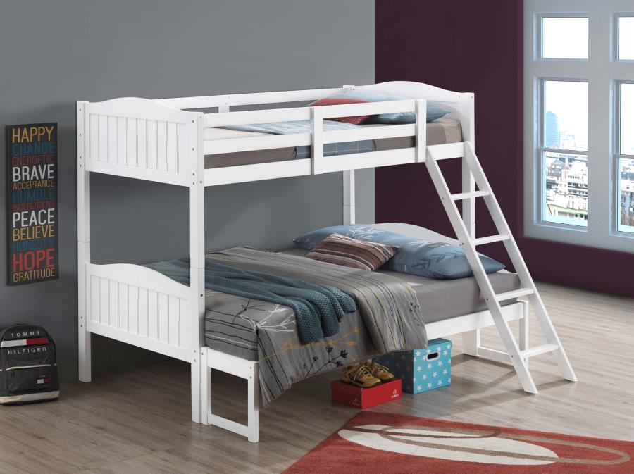 Arlo Twin Over Full Bunk Bed With Ladder White - (405054WHT)