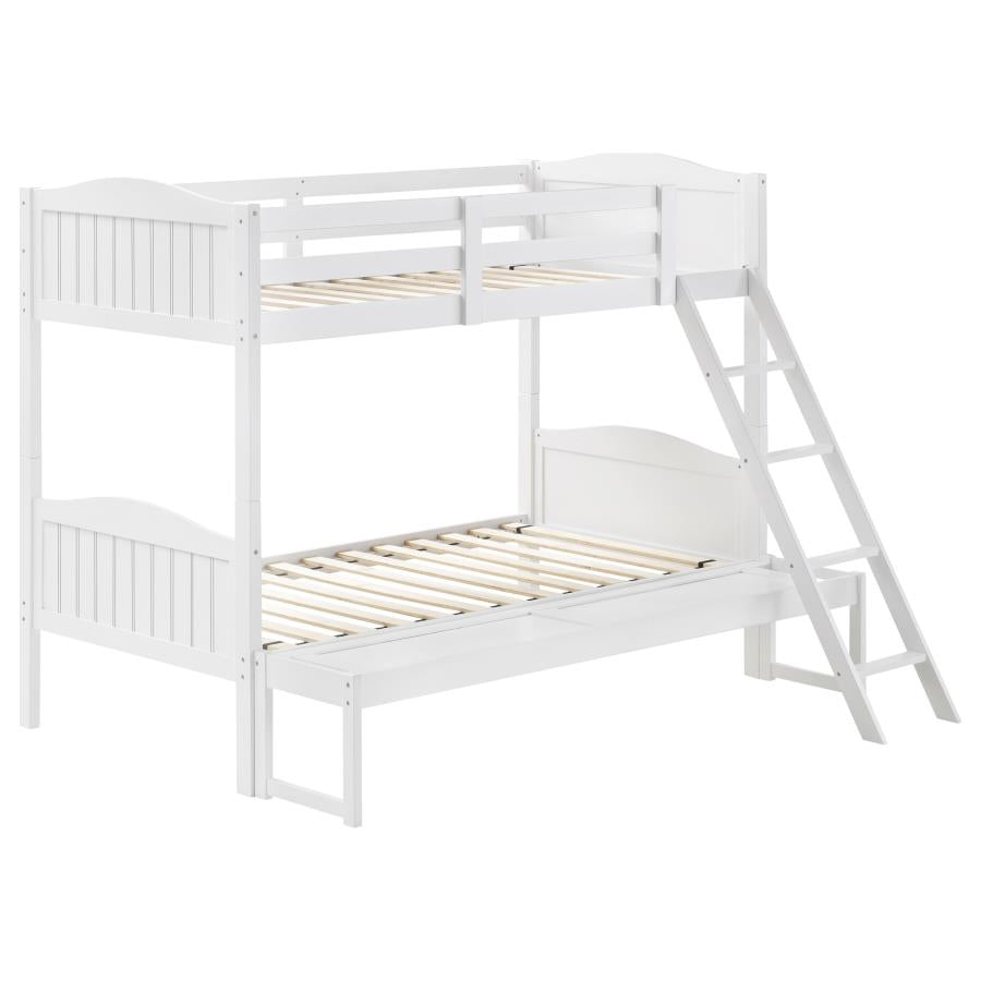 Arlo Twin Over Full Bunk Bed With Ladder White - (405054WHT)