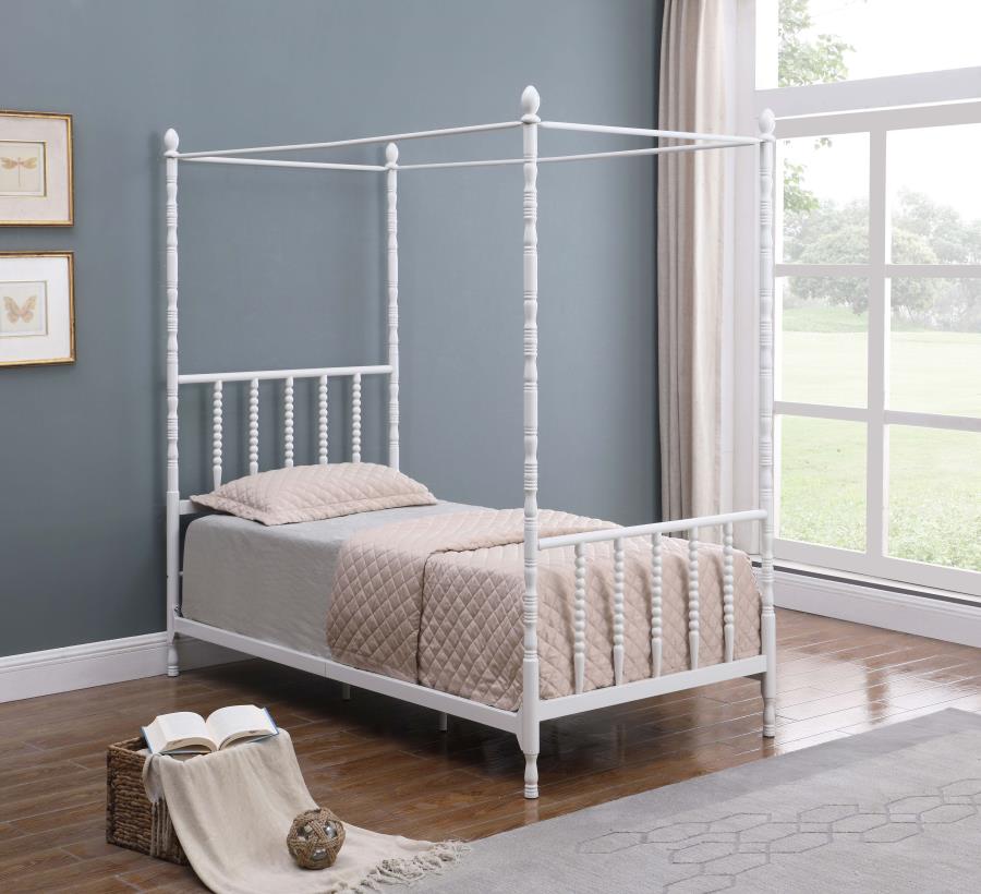 Betony Twin Canopy Bed White - (406055T)