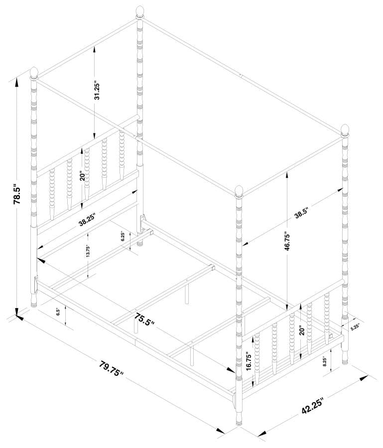 Betony Twin Canopy Bed White - (406055T)