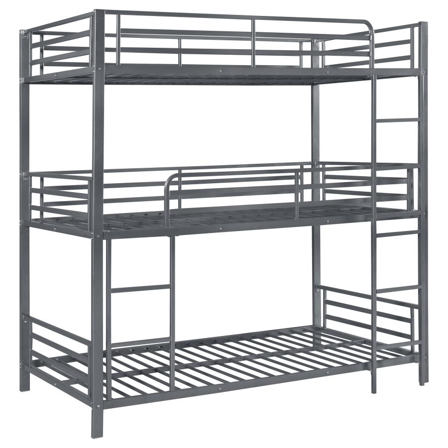 Maynard Metal Triple Twin Bunk Bed Gunmetal - (422670)