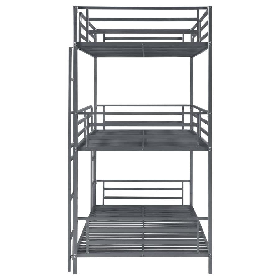 Maynard Metal Triple Twin Bunk Bed Gunmetal - (422670)