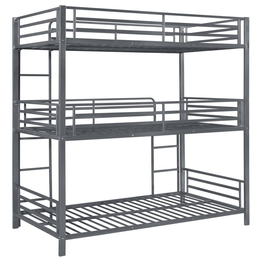 Maynard Metal Triple Twin Bunk Bed Gunmetal - (422670)