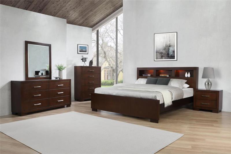 Jessica Dark Cappuccino Queen Five-piece Bedroom Set With Storage Bed - (200719QS5)