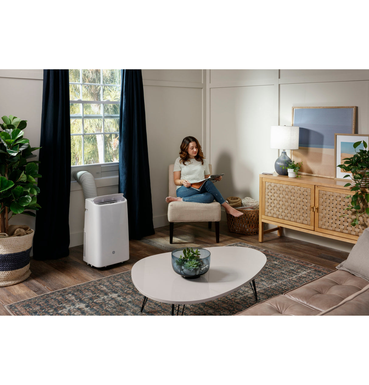 GE(R) 8,500 BTU Portable Air Conditioner with Dehumifier and Remote, White - (APCD08JASW)