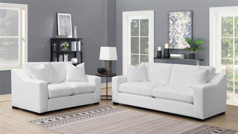 Ashlyn 2-piece Upholstered Sloped Arms Living Room Set White - (509891S2)