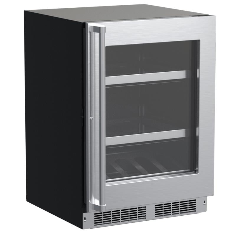 24-In Professional Built-In Beverage Center With Reversible Hinge with Door Style - Stainless Steel Frame Glass, Lock - Yes - (MPBV424SG31A)