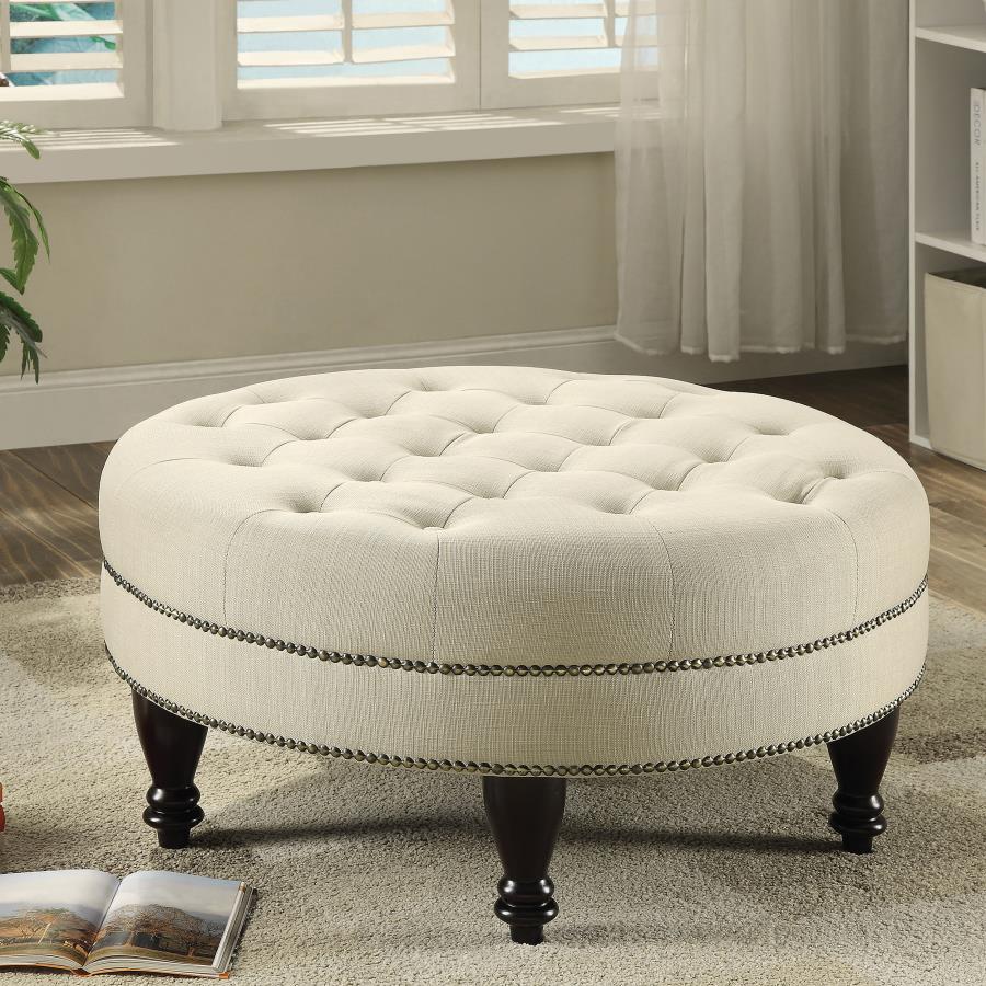 Traditional Round Cocktail Ottoman - (500018)