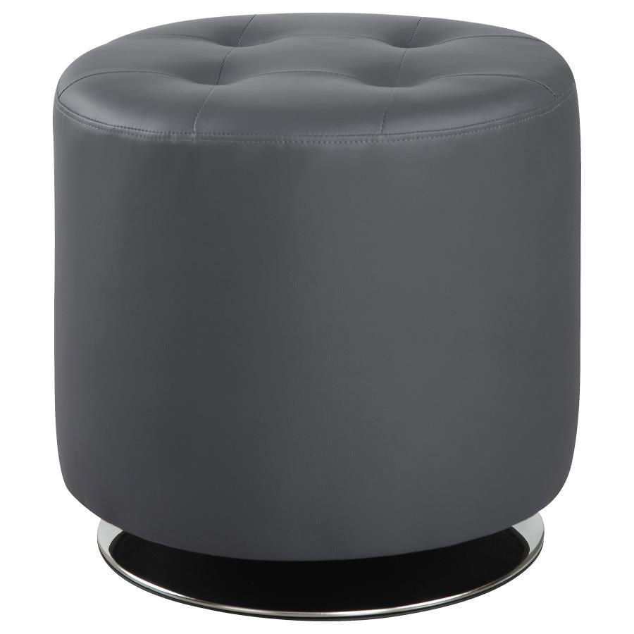 Bowman Round Upholstered Ottoman Grey - (500555)