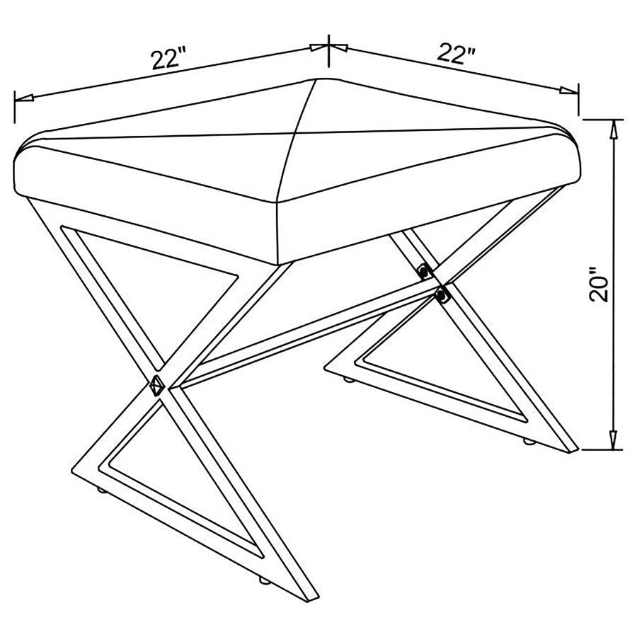 Rita X-cross Square Ottoman White and Chrome - (501063)
