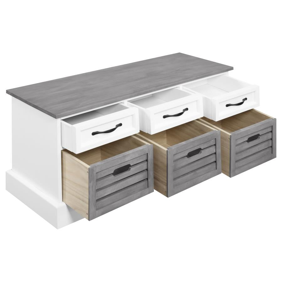 Alma 3-drawer Storage Bench White and Weathered Grey - (501196)