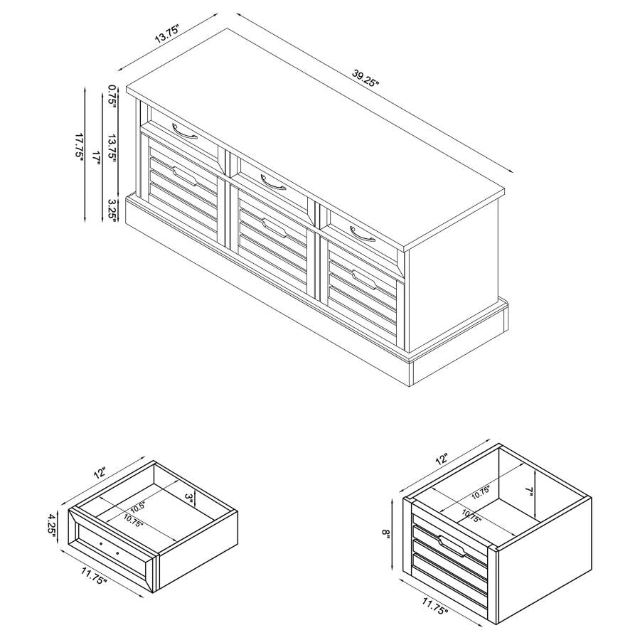 Alma 3-drawer Storage Bench White and Weathered Grey - (501196)