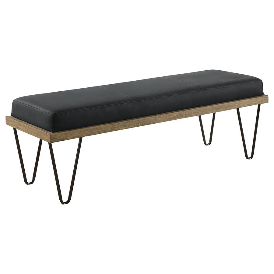 Chad Upholstered Bench With Hairpin Legs Dark Blue - (501837)