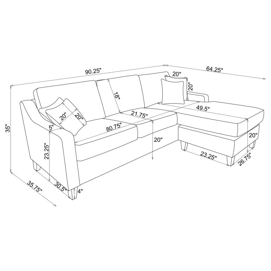 Mcloughlin Upholstered Sectional Platinum - (501840)
