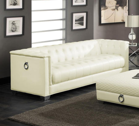 Chaviano Tufted Upholstered Sofa Pearl White - (505391)