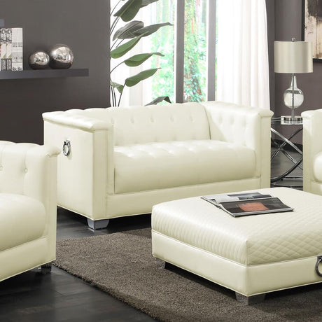 Chaviano Tufted Upholstered Loveseat Pearl White - (505392)