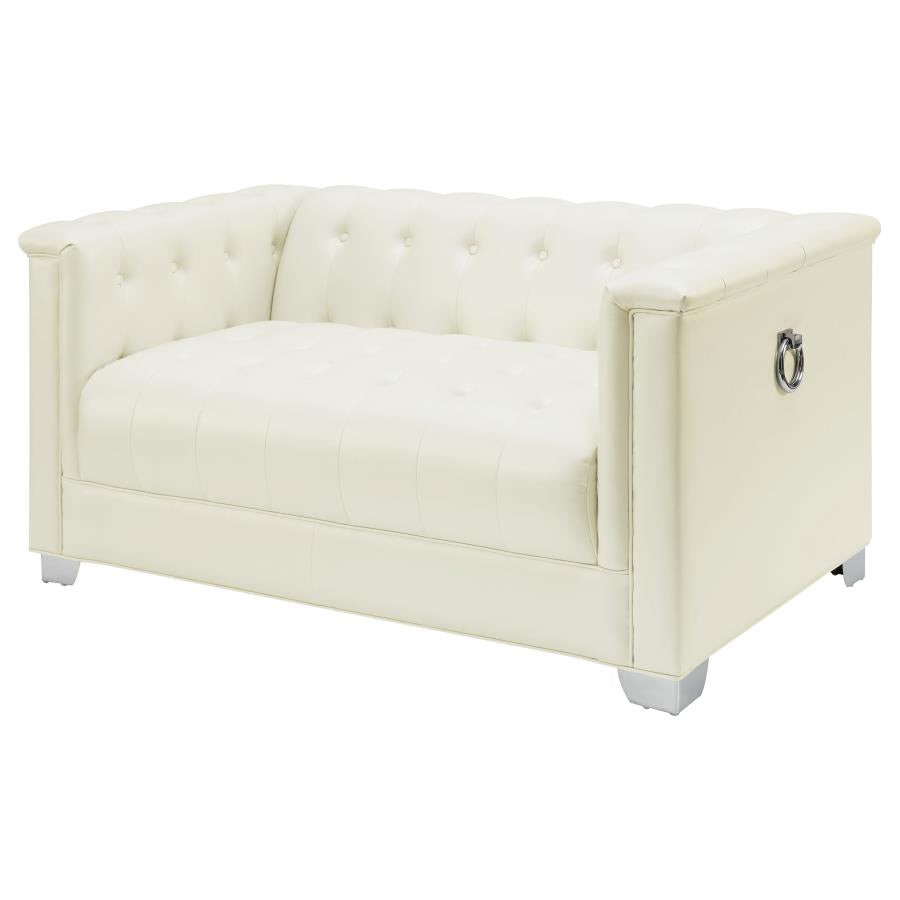 Chaviano Tufted Upholstered Loveseat Pearl White - (505392)