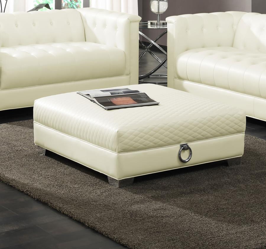 Chaviano Upholstered Ottoman Pearl White - (505394)