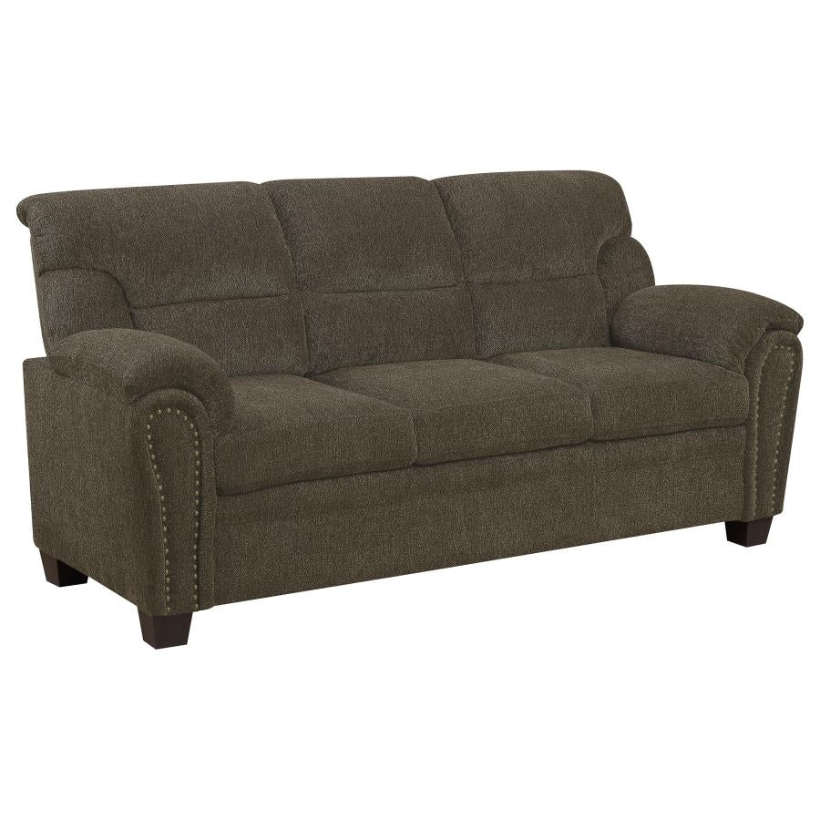 Clementine Upholstered Sofa With Nailhead Trim Brown - (506571)