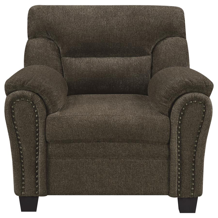 Clementine Upholstered Chair With Nailhead Trim Brown - (506573)