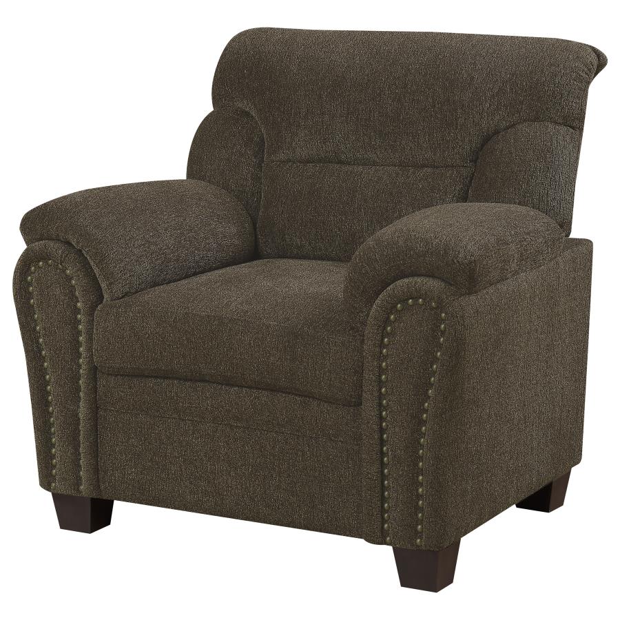 Clementine Upholstered Chair With Nailhead Trim Brown - (506573)