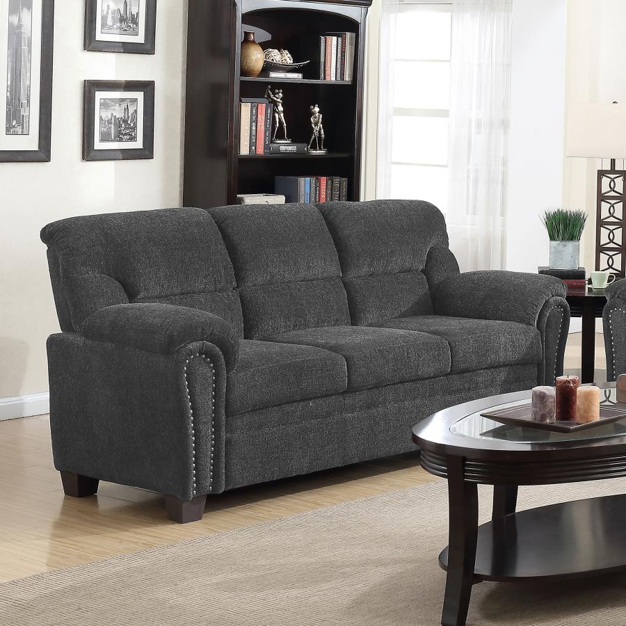 Clementine Upholstered Sofa With Nailhead Trim Grey - (506574)