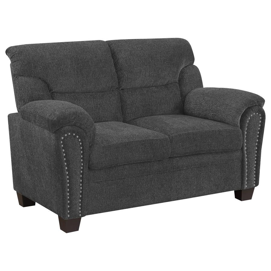 Clementine Upholstered Loveseat With Nailhead Trim Grey - (506575)