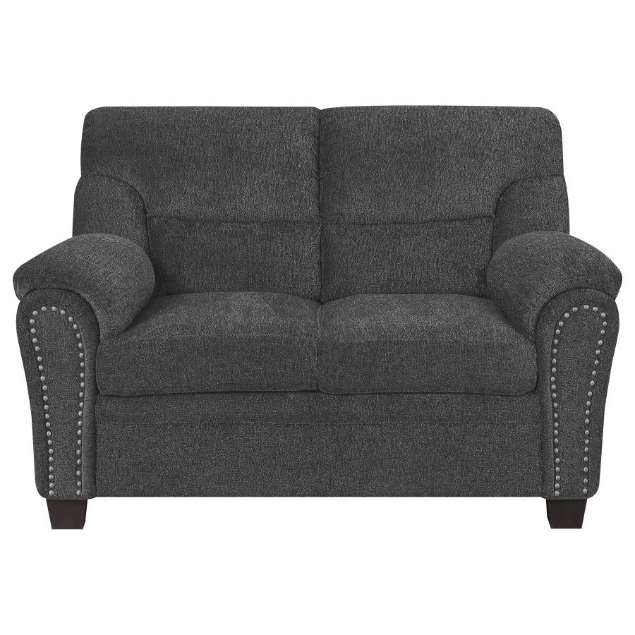 Clementine Upholstered Loveseat With Nailhead Trim Grey - (506575)