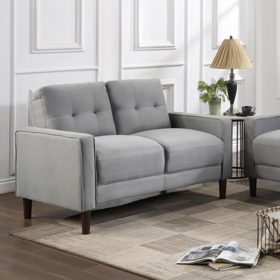 Bowen Upholstered Track Arms Tufted Loveseat Grey - (506782)