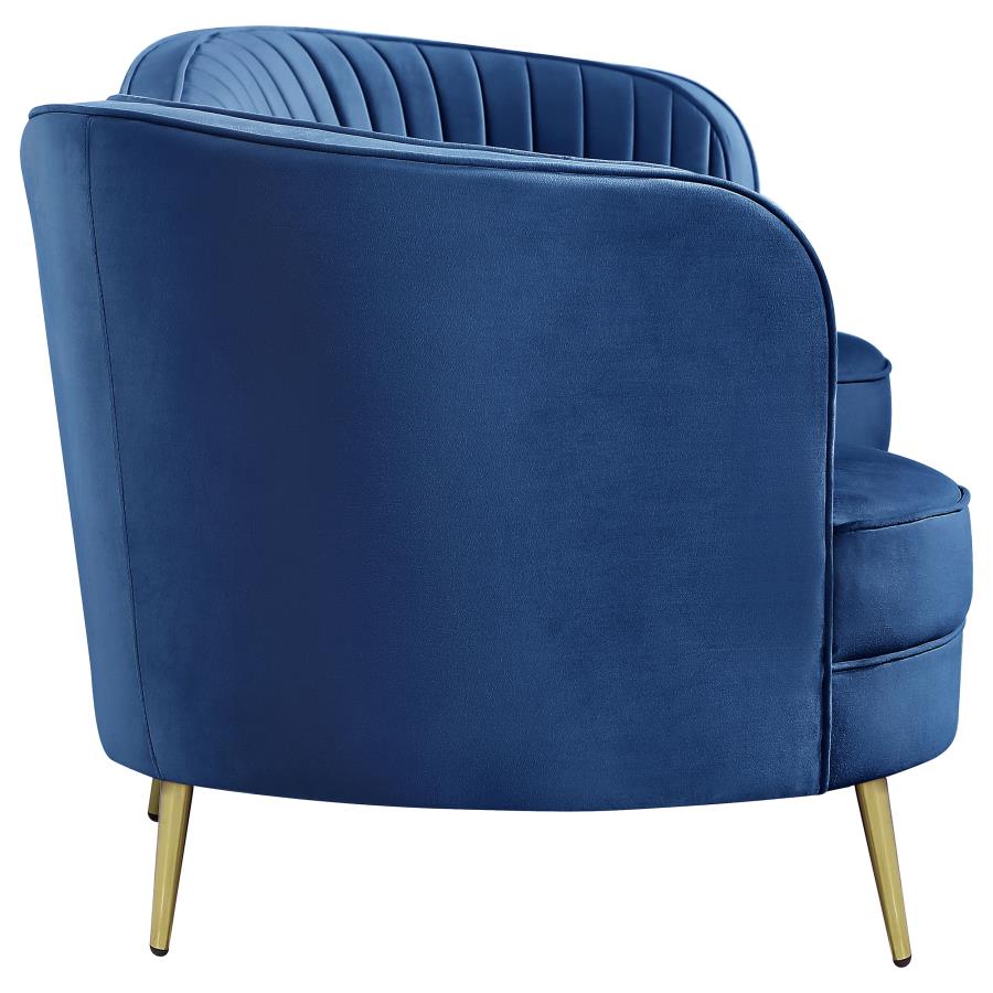 Sophia Upholstered Camel Back Sofa Blue - (506861)