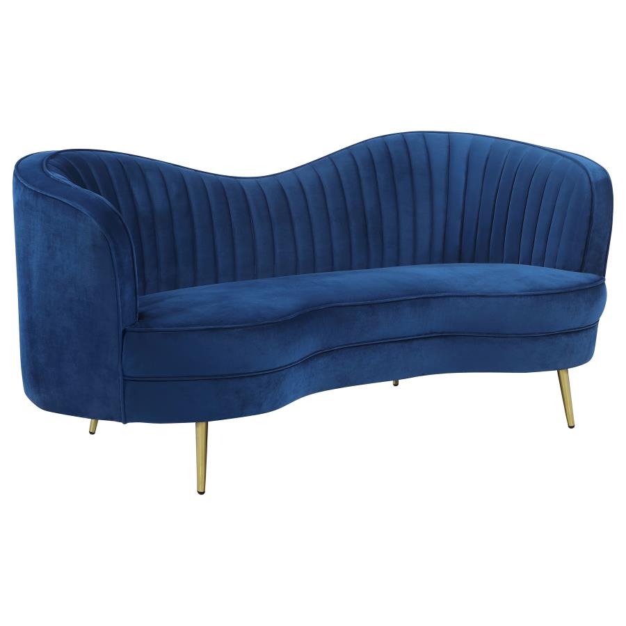 Sophia Upholstered Camel Back Loveseat Blue - (506862)