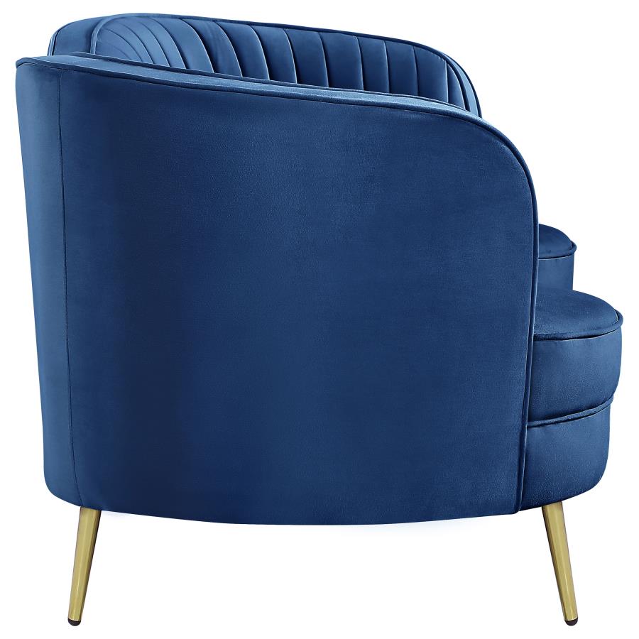 Sophia Upholstered Camel Back Loveseat Blue - (506862)