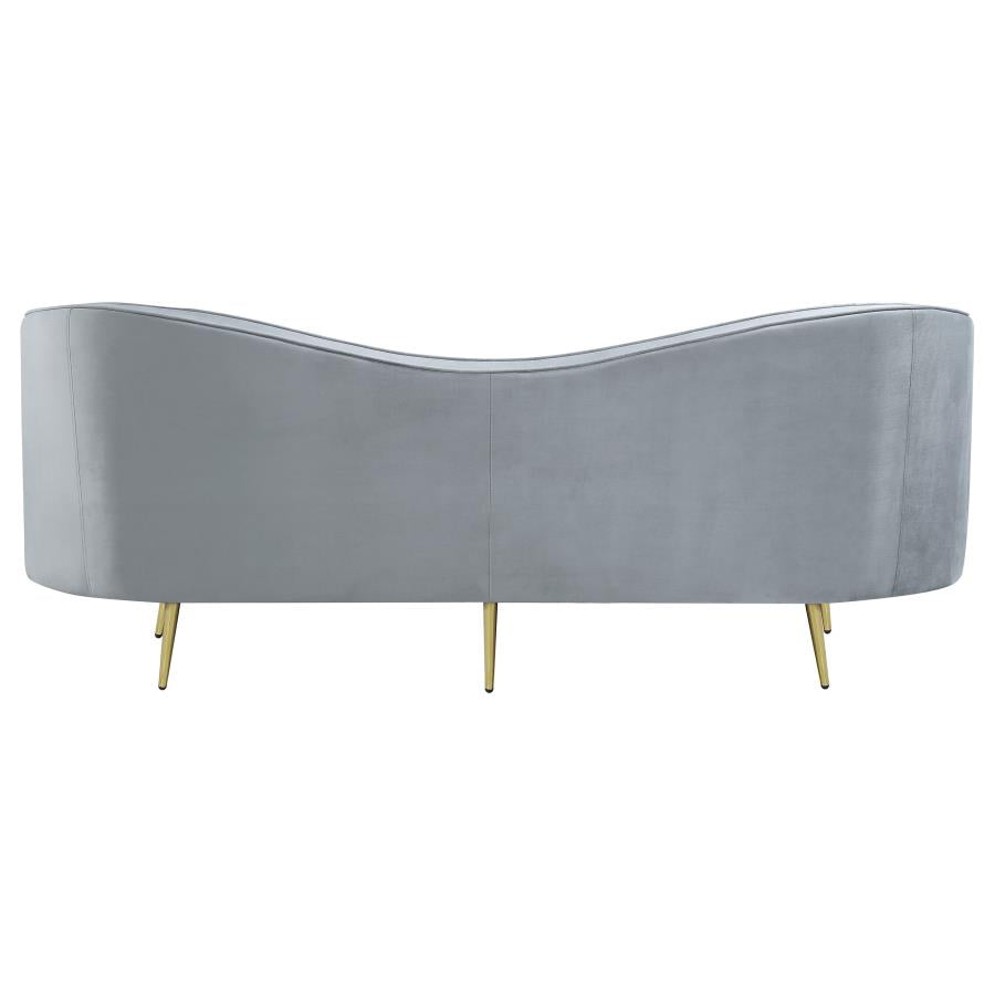 Sophia Upholstered Sofa With Camel Back Grey and Gold - (506864)