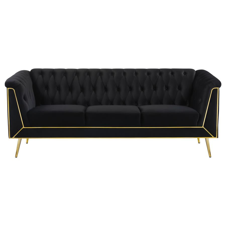 Holly Tuxedo Arm Tufted Back Sofa Black - (508441)