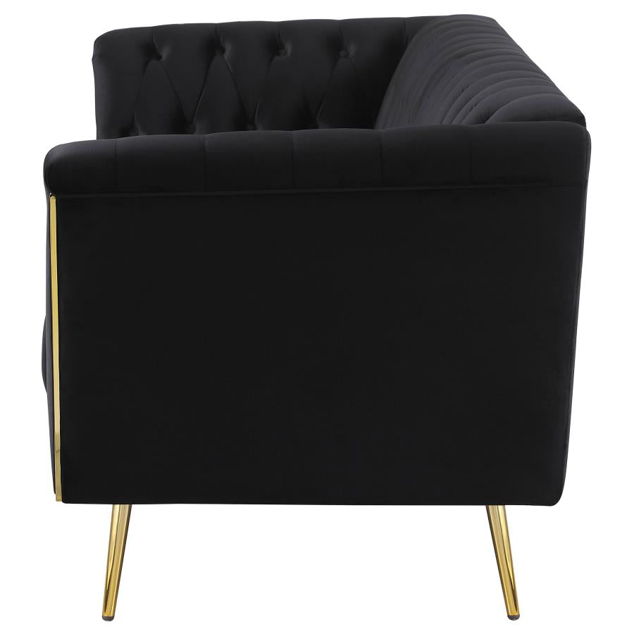 Holly Tuxedo Arm Tufted Back Sofa Black - (508441)