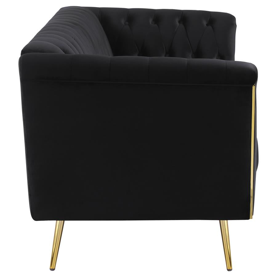 Holly Tuxedo Arm Tufted Back Sofa Black - (508441)