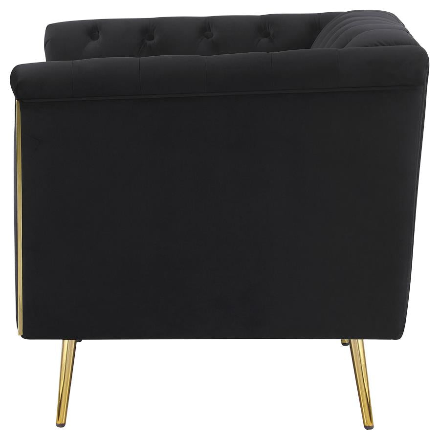 Holly Tuxedo Arm Tufted Back Chair Black - (508443)